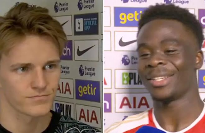 Martin Odegaard and Bukayo Saka in full agreement over claim Arsenal ‘rattled’ in title race