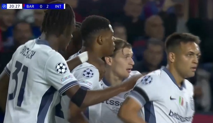 VIDEO/ Supergoli i Denzel Dumfries per Interin kunder Barcelones