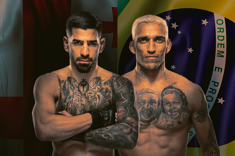 Lightweight champion Ilia Topuria battle second-ranked Charles Oliveira Saturday night at the T-Mobile Arena in Las Vegas
